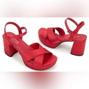 Kenneth Cole Reaction Women's Reeva Silk Platform Sandals Sz 8